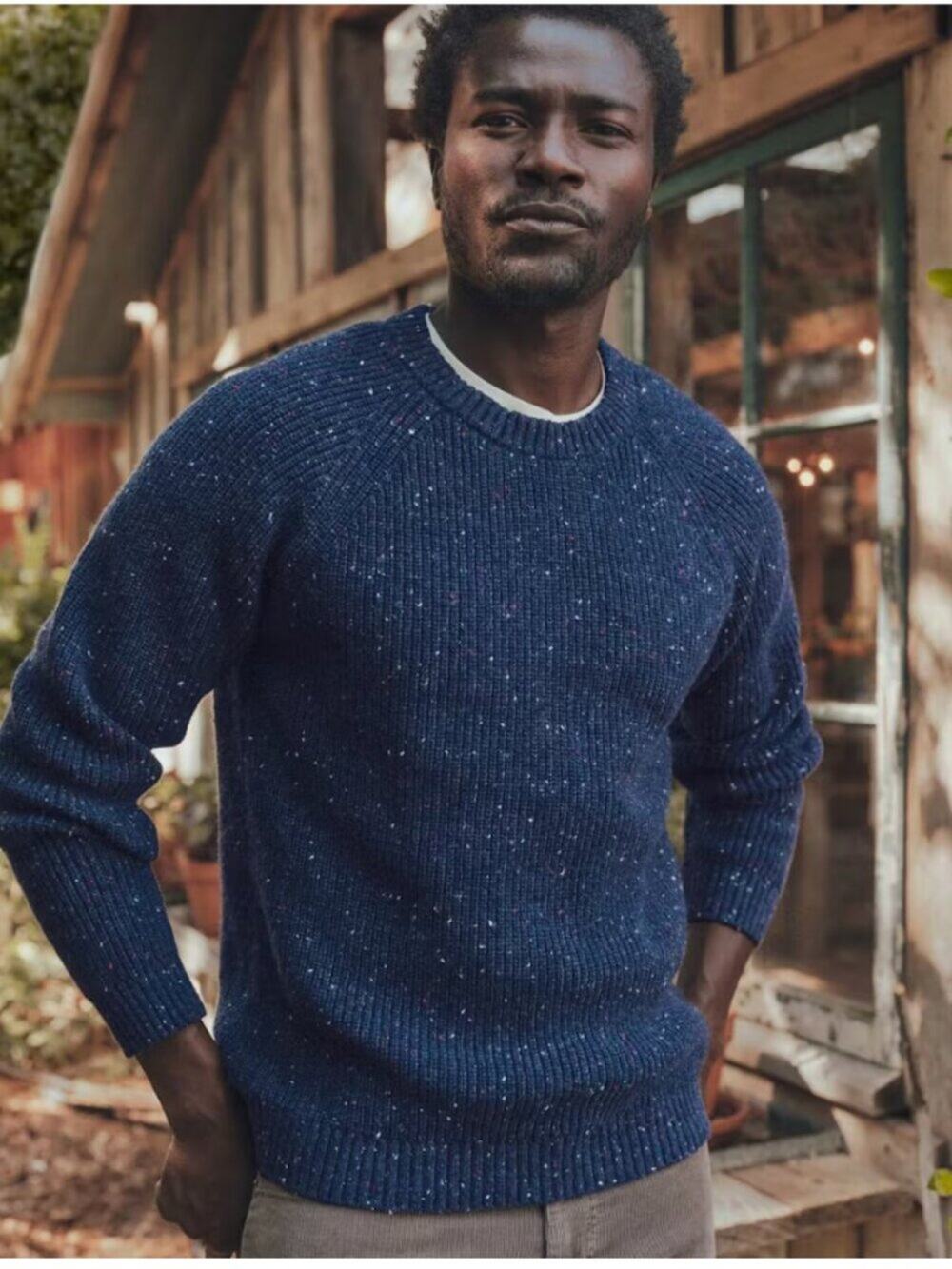 Marine Layer Re-Spun Navy Speckled Crewneck Sweater